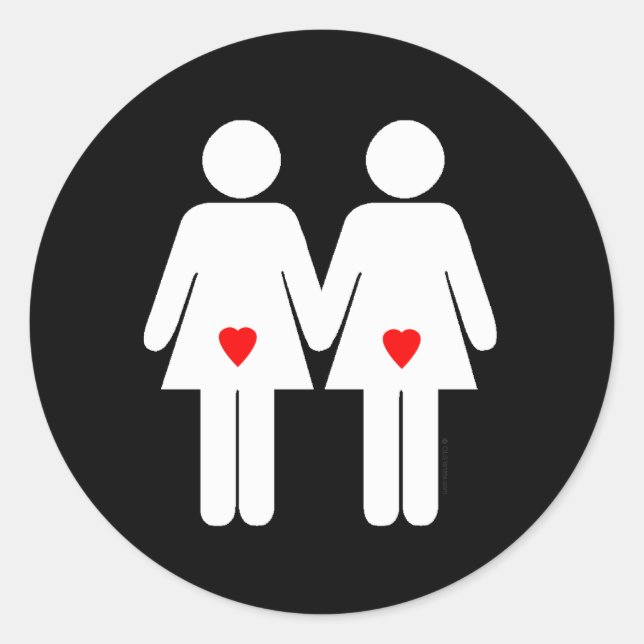 Pegatina Redonda Amantes lesbianas - (Anverso)