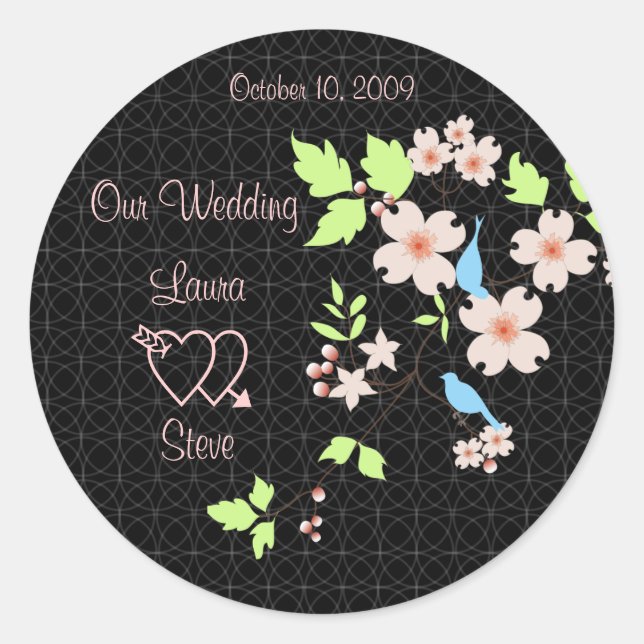 Pegatina Redonda Amantes, nuestro Boda (Anverso)