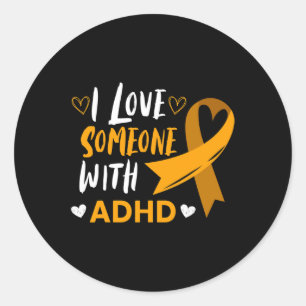 Pegatina Redonda Amar A Alguien Con Adhbon Ribbon Awareness Mental