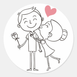 Pegatina Redonda Amar a la novia Groom Boda blanco y negro