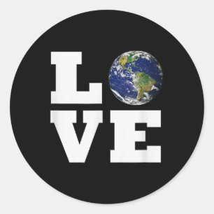 Pegatina Redonda Amar a la Tierra _ El mundo ama la protección ambi
