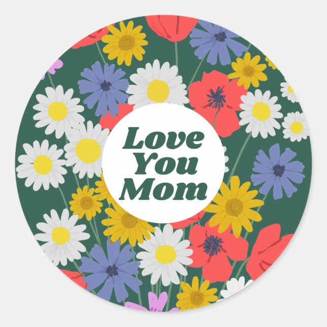 Pegatina Redonda Amar a mamá (Anverso)