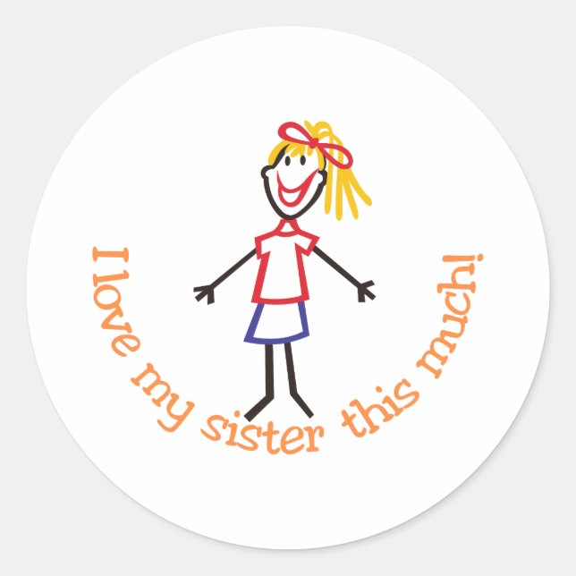 Pegatina Redonda Amar a mi hermana (Anverso)