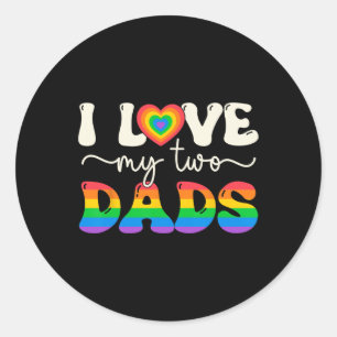 Pegatina Redonda Amar A Mis Dos Hijas Gay Lesbiana Groovy Lgbt Gay