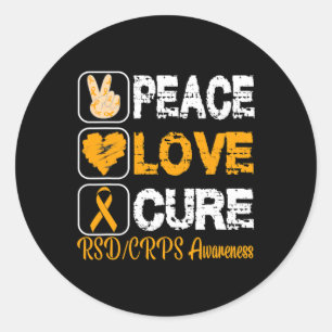 PEGATINA REDONDA AMAR A PEACE CURE RSD CRPS CONCIENCIACIÓN