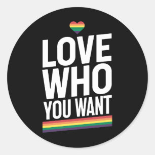 Pegatina Redonda Amar a quién quieres la bandera del orgullo gay ar