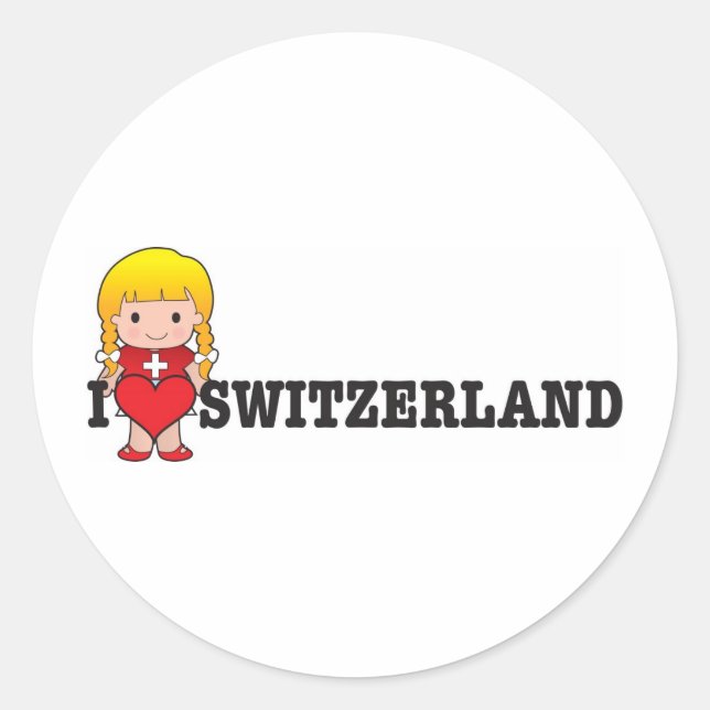 Pegatina Redonda Amar a Suiza (Anverso)