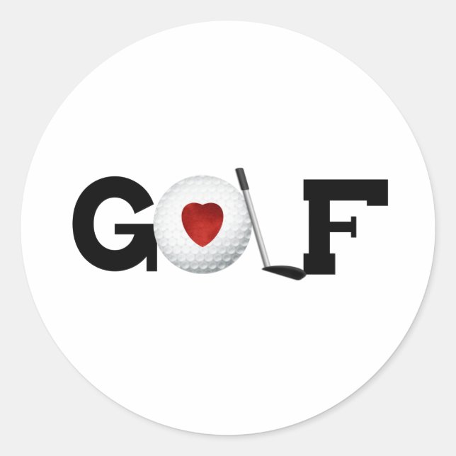 Pegatina Redonda Amar al golf (Anverso)
