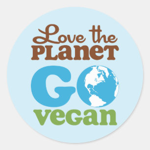 Pegatina Redonda Amar al planeta Go Vegan