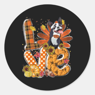 Pegatina Redonda Amar el Día de Acción de Gracias Tapar la bomba de