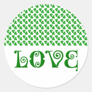 Pegatina Redonda Amar el trébol shamrock irlandés