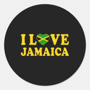 Pegatina Redonda Amar Jamaica Corazón Orgulloso Jamaica Independenc