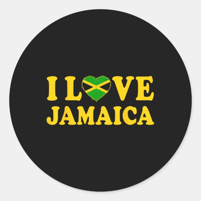 Pegatina Redonda Amar Jamaica Corazón Orgulloso Jamaica Independenc (Anverso)