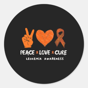 Pegatina Redonda Amar la paz curar la leucemia Conciencia