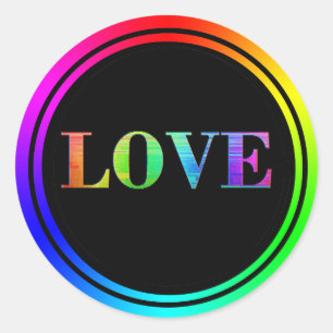 Pegatina Redonda Amar los círculos redondos LGBT arcoiris