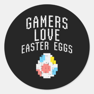 Pegatina Redonda Amar los huevos de Pascua Pixelated Easter Video G