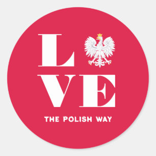 Pegatina Redonda Amar Polonia Polska Personalizado de águila blanca