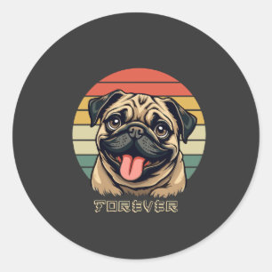 Pegatina Redonda Amar Pug Por Siempre � Diseño de Amante de Pug Ado