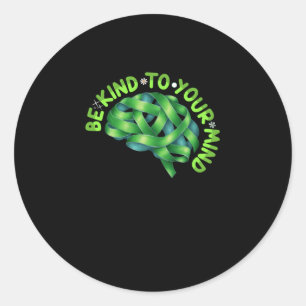 Pegatina Redonda Amar Su Mente Cerebro De Cinta Verde - Mental H