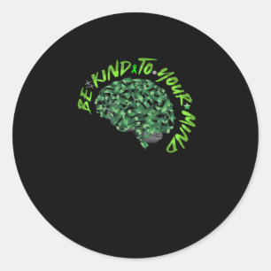 Pegatina Redonda Amar Su Mente Cerebro De Cinta Verde - Mental H