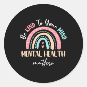 Pegatina Redonda Amar Su Mente La Salud Mental Importa La Concienci