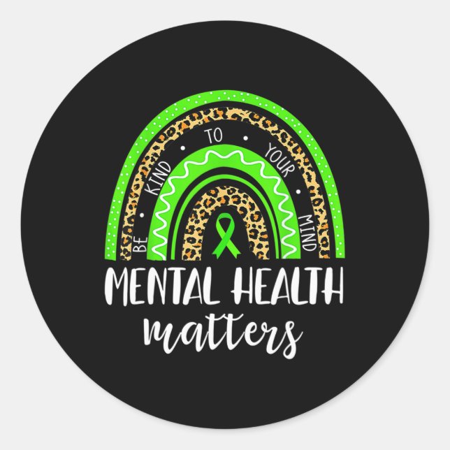 Pegatina Redonda Amar Su Mente Problemas De Salud Mental Sensibiliz (Anverso)