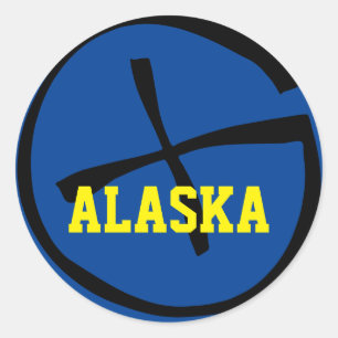 Pegatina Redonda Amarillo/azul de Geocache Alaska