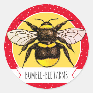 Pegatina Redonda Amarillo brillante Bumblebee Feliz Sunshine