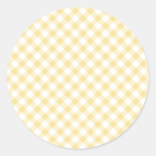 Pegatina Redonda Amarillo Canario de Gingham Retro