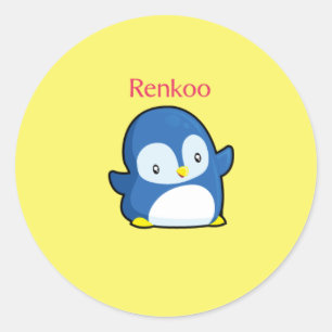 Pegatina Redonda Amarillo de Renkoo Penguin