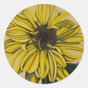 Pegatina Redonda Amarillo Mellow por Jenny Koch