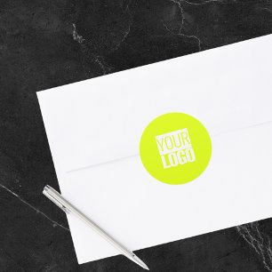 Pegatina Redonda Amarillo neón - añada su logotipo