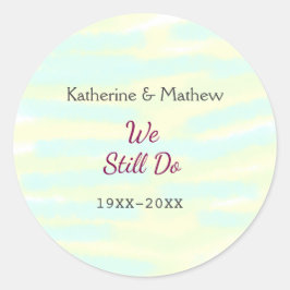 Pegatina Redonda Amarillo verde Votos aniversario de renovación de 