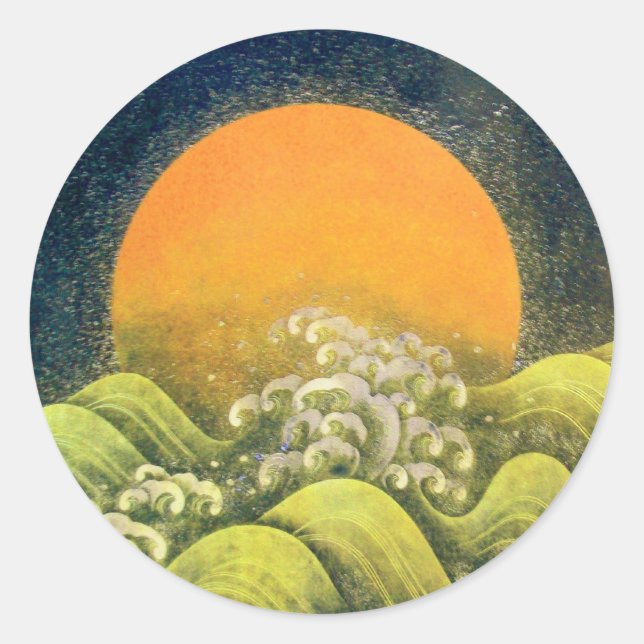 Pegatina Redonda AMATERASU , SUN GODDESS , amarillo verde negro (Anverso)