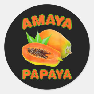 Pegatina Redonda Amaya Papaya Divertido Para Hombres Mujeres