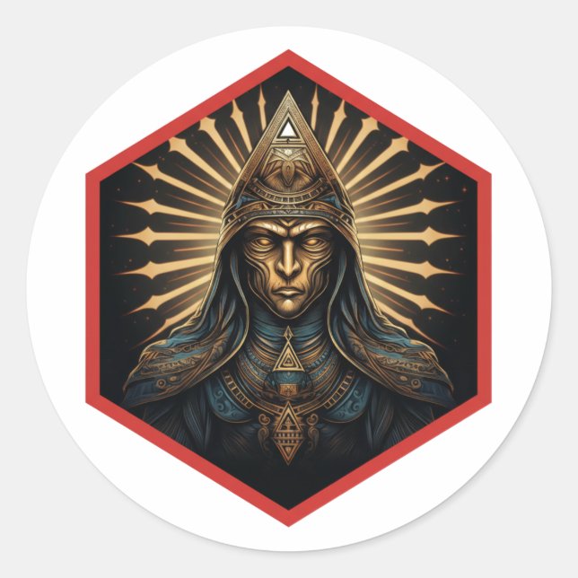 Pegatina Redonda Amazing Illuminati Fantasy Portrait (Anverso)