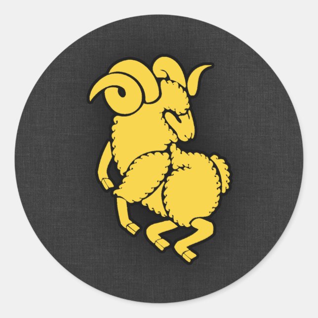 Pegatina Redonda Amber Aries Amarillo (Anverso)