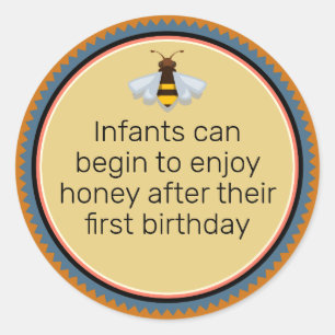 Pegatina Redonda Amber Aviso de infante de miel de abeja