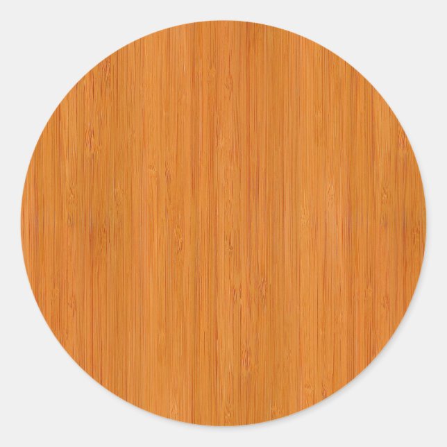 Pegatina Redonda Amber Bamboo Wood Grain Look (Anverso)