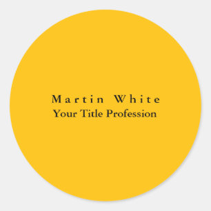 Pegatina Redonda Amber Yellow Plain Elegant Profesional