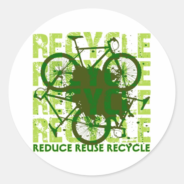 Pegatina Redonda Ambiental recicle (Anverso)