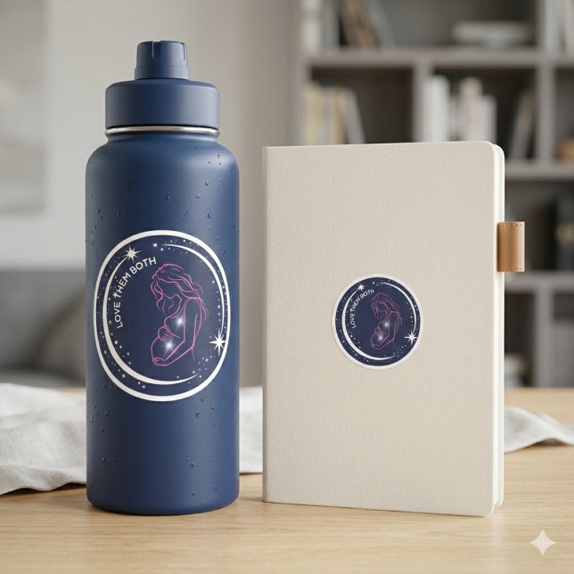 Pegatina Redonda Ambos Pro-Vida Madre Embarazada Celestial (Subido por el creador)