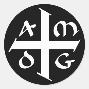 Pegatina Redonda Amdg Ad Majorem Dei Gloriam Pequeña Cruz Jesuita