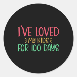 Pegatina Redonda Amé A Mis Hijos Por 100 Días De Enseñanza 100 Días