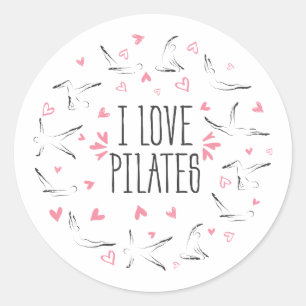 Pegatina Redonda AME PILATES Posturas de Pilates en forma de círcul
