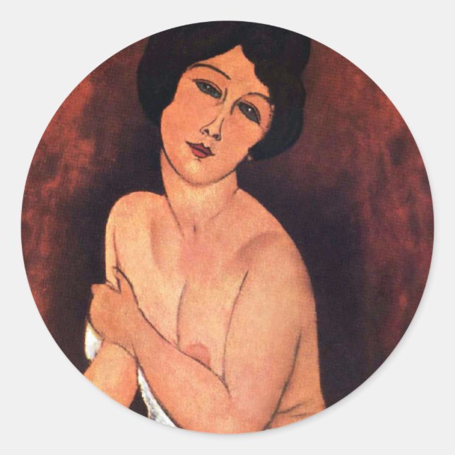 Pegatina Redonda Amedeo Modigliani Mujer Sentada Grande (Anverso)