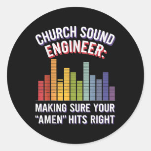 Pegatina Redonda Amen toca el sonido de la iglesia del técnico de g