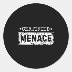 Pegatina Redonda Amenaza Certificada Chiste Divertido Humor Cita Sa