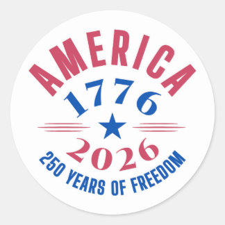 Pegatina Redonda AMERICA 1776 2026 250 years freedom anniversary