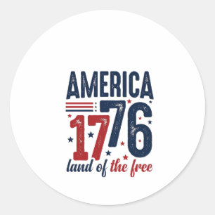 Pegatina Redonda América 1776 Tierra de la Libertad Camiseta Patrió